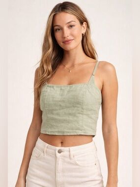 Abercrombie & Fitch Women’s Cropped Linen Blend Tank Top